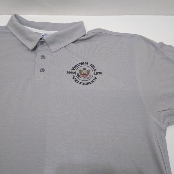 Vietnam Era Veteran Polo XXL Embossed Eagle VetFriends Gray Vapor Apparel Shirt - Picture 3 of 9